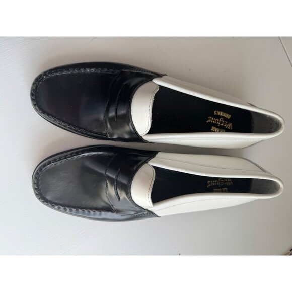 BASS Weejuns Flat Strap Colorblock Black White Loafer Women's Size 9 NEW - Picture 2 of 9